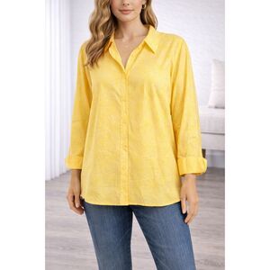 JM Collection 100% Cotton Swiss Dot Top Yellow 16